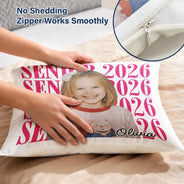 Graduation,Happy,Photo,Proud - Custom Photo Senior Vintage Portrait - Personalized Pillow