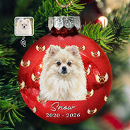 Art Design,Christmas,Custom Photo,Dog Lovers,Memorial,Pet Lovers,Pet Memorial,Photo - Oil Painting,Sympathetic - Christmas Memorial Gift For Loss Of Dog - Personalized Custom Photo Name & Years Forever Loved Dog Portrait Ball Ornament