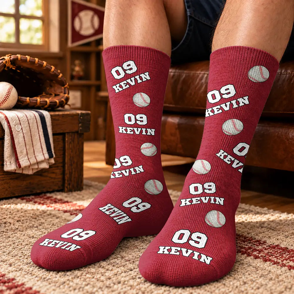 Christmas, Football, Gift For Kids, Happy, Icon - Sports Gift For Kids - Personalized American Football Baseball Soccer Socks