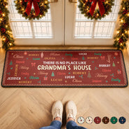 Christmas,Custom Text,Family,Grandparents,Happy - Christmas Home Decor Gift For Grandparents - Personalized Kids Names Holiday Runner Rug