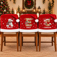 Christmas,Family,Happy,Monogram - Christmas Table Decor Gift For Family - Personalized Monogram Initial Chair Cover