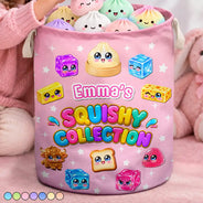 Christmas,Gift For Kids,Icon,Playful,Top Market - Birthday Gift For Kids Grandkids - Personalized Name & Dumpling Color Squishy Collection Storage Basket