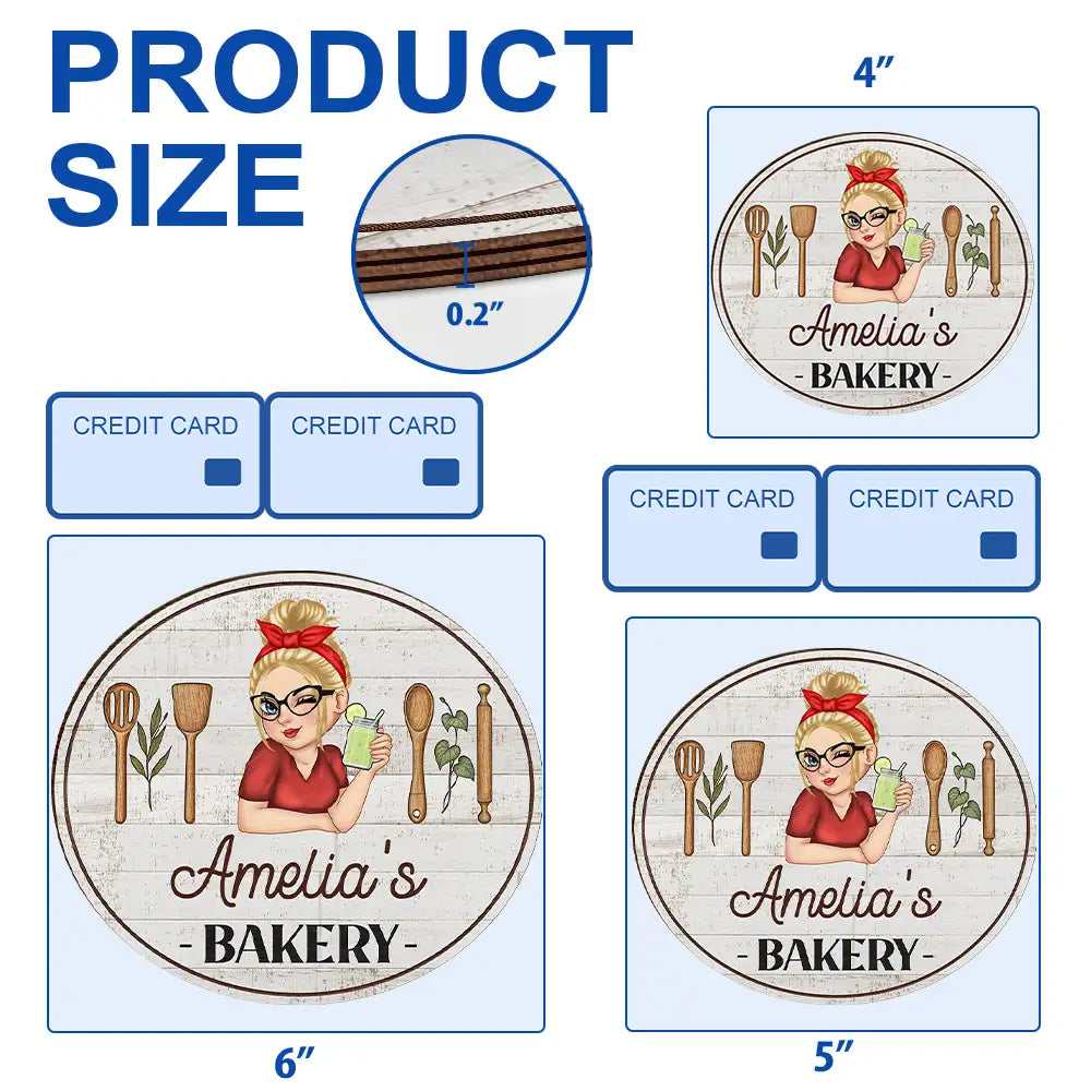 Gift For Wife,Gift For Yourself,Gift For Women,Gift For Mother,Gift For Aunt,Gift For Grandma,Happy,Cooking,Baking,Non-Eng,Vector - Mom Grandma Kitchen - Personalized Custom Shaped Wood Sign