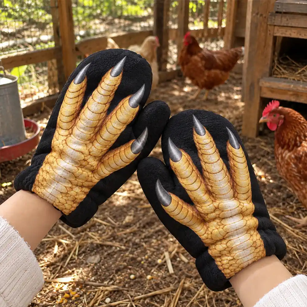 Farm,Gift For Yourself,Gifts For Her,Gifts For Him,Humorous,Icon,Outdoor Decor - Gag Gift For Animal Lovers - Personalized Funny Chicken Duck Pig Warm Mittens