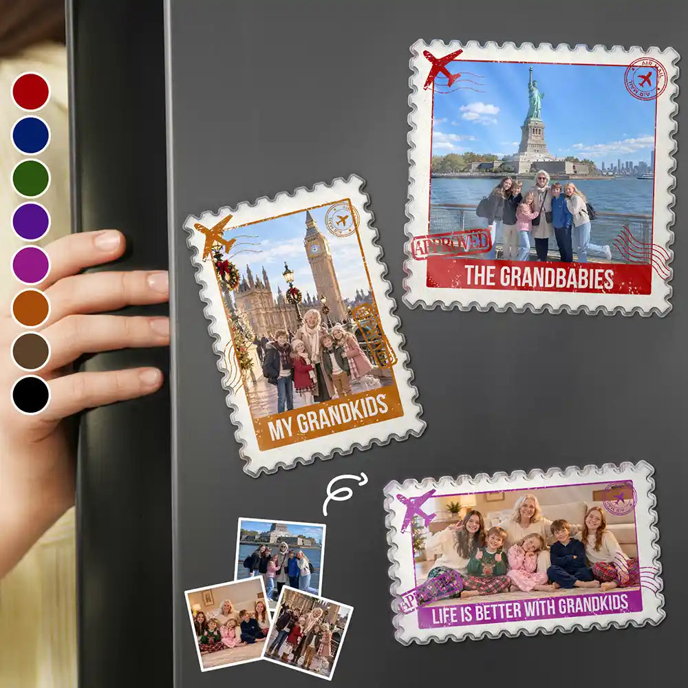 Christmas, Custom Photo, Family, Happy, Travel, Upload Full Photo - Family Travel Gift - Personalized Custom Photo Postage Stamp Acrylic Magnet