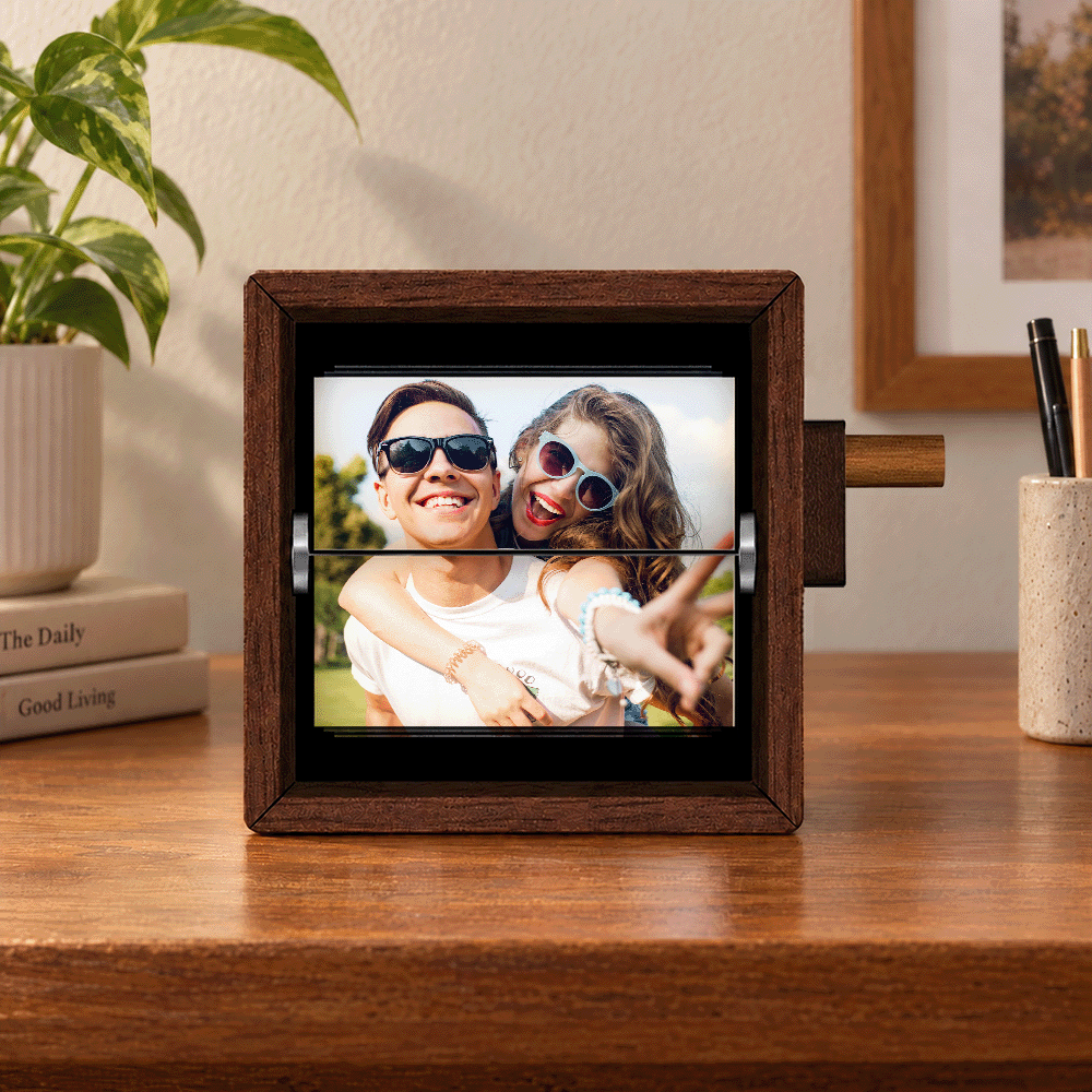 Anniversary, Christmas, Custom Photo, Gift For Couples, Old Couples, Romantic, Top Market, Upload Full Photo - Anniversary Gift For Couples - Personalized Custom Photo I Met You Flipbook Frame Animation Machine
