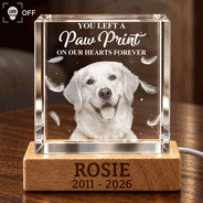 Cozy,Custom Photo,Indoor Decor,Memorial,Pet Lovers,Pet Memorial,Remove BG Photo - Pet Memorial Gift For Dog Lovers - Personalized Custom Photo Your Light Will Always Shine Crystal Cube Lamp