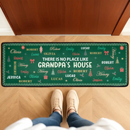 Christmas,Custom Text,Family,Grandparents,Happy - Christmas Home Decor Gift For Grandparents - Personalized Kids Names Holiday Runner Rug