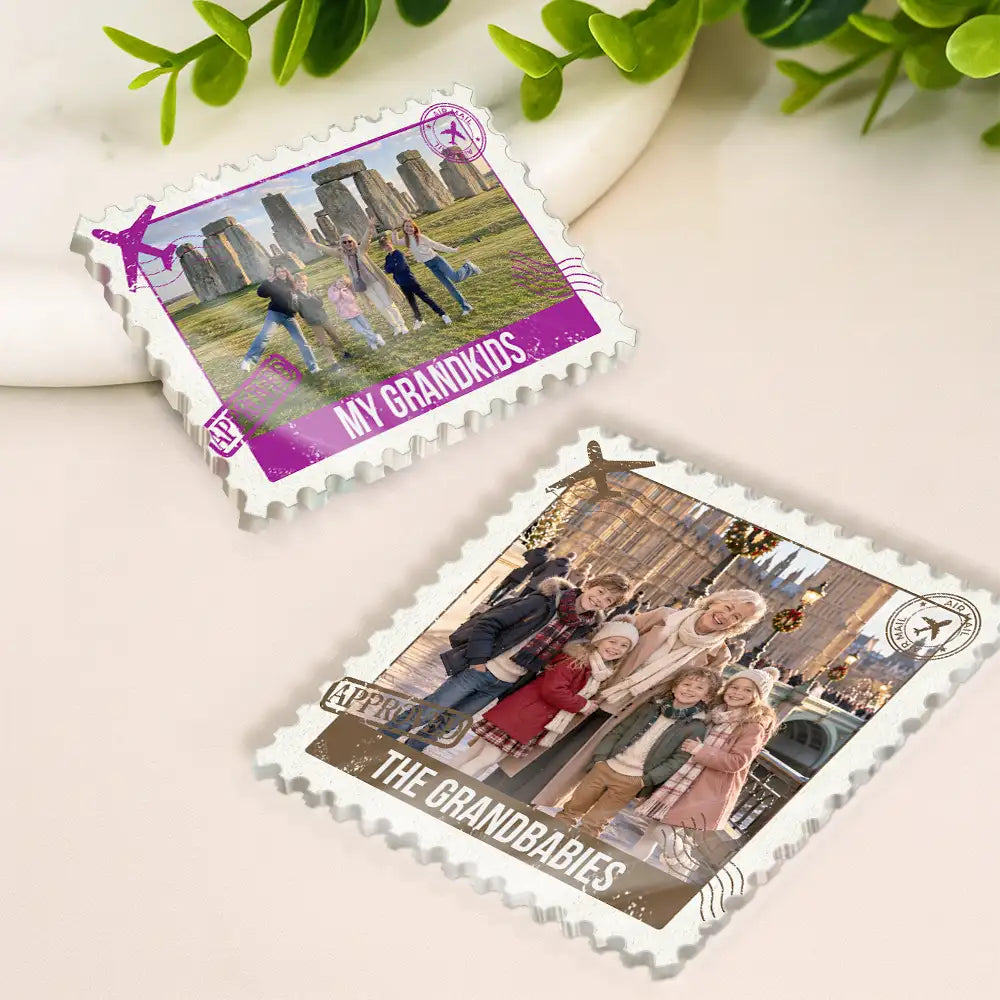 Christmas, Custom Photo, Family, Happy, Travel, Upload Full Photo - Family Travel Gift - Personalized Custom Photo Postage Stamp Acrylic Magnet