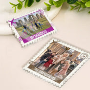 Christmas, Custom Photo, Family, Happy, Travel, Upload Full Photo - Family Travel Gift - Personalized Custom Photo Postage Stamp Acrylic Magnet