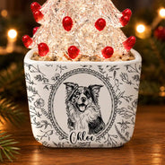 Art Design,Christmas,Custom Photo,Memorial,Pet Lovers,Pet Memorial,Photo - Pencil Sketch - Remove BG,Sympathetic - Pet Memorial Gift - Personalized Custom Photo Pencil Sketch Toile Pet Portrait Stained Glass Christmas Tree