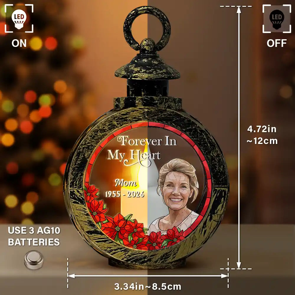 Art Design,Christmas,Custom Photo,Family,Memorial,Memorial Loved One,Photo - Stained Glass,Sympathetic - Memorial Sympathy Gifts - Personalized Custom Photo I'm Always With You Candlelight Lantern Ornament