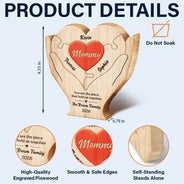Christmas,Custom Text,Gift For Mother,Gifts For Her,Grateful - Christmas Holidays Birthday Gift For Mom Bonus Mom - Personalized Hands Hold Heart Shaped Wooden Puzzle
