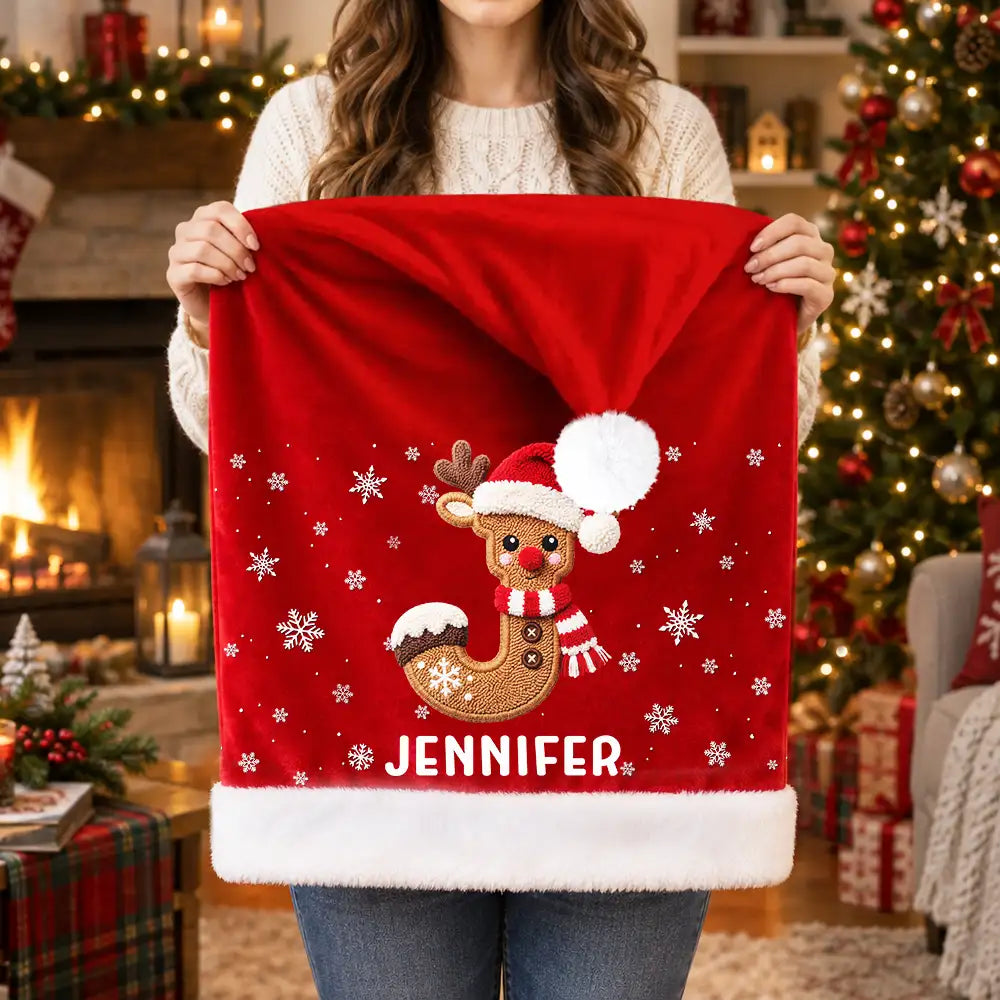Christmas,Family,Happy,Monogram - Christmas Table Decor Gift For Family - Personalized Monogram Initial Chair Cover