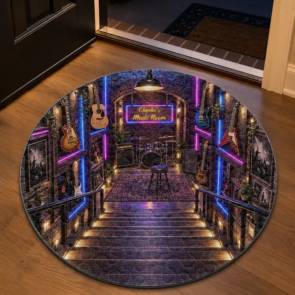 Christmas,Confident,Gift For Men,Gift For Yourself,Gifts For Him,Guitar,Icon,Music - Birthday Gifts For Guitar Lovers Husband Son Yourself - Personalized Name Where The Music Lives Rug
