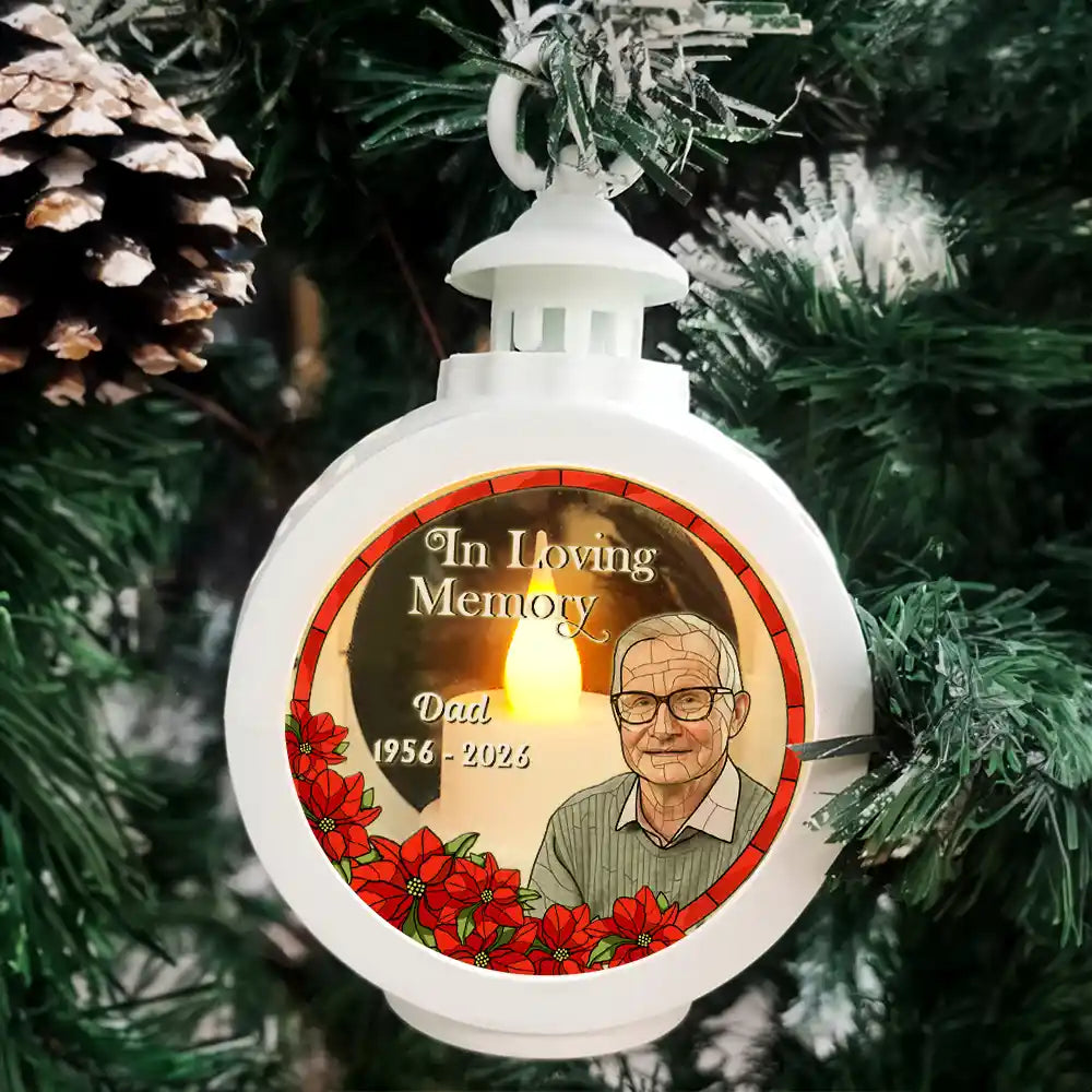 Art Design,Christmas,Custom Photo,Family,Memorial,Memorial Loved One,Photo - Stained Glass,Sympathetic - Memorial Sympathy Gifts - Personalized Custom Photo I'm Always With You Candlelight Lantern Ornament