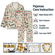 Christmas,Custom Text,Gift For Grandma,Gifts For Her,Happy - Christmas Gift For Grandma Nana - Personalized Kids Names Long Pajamas Set