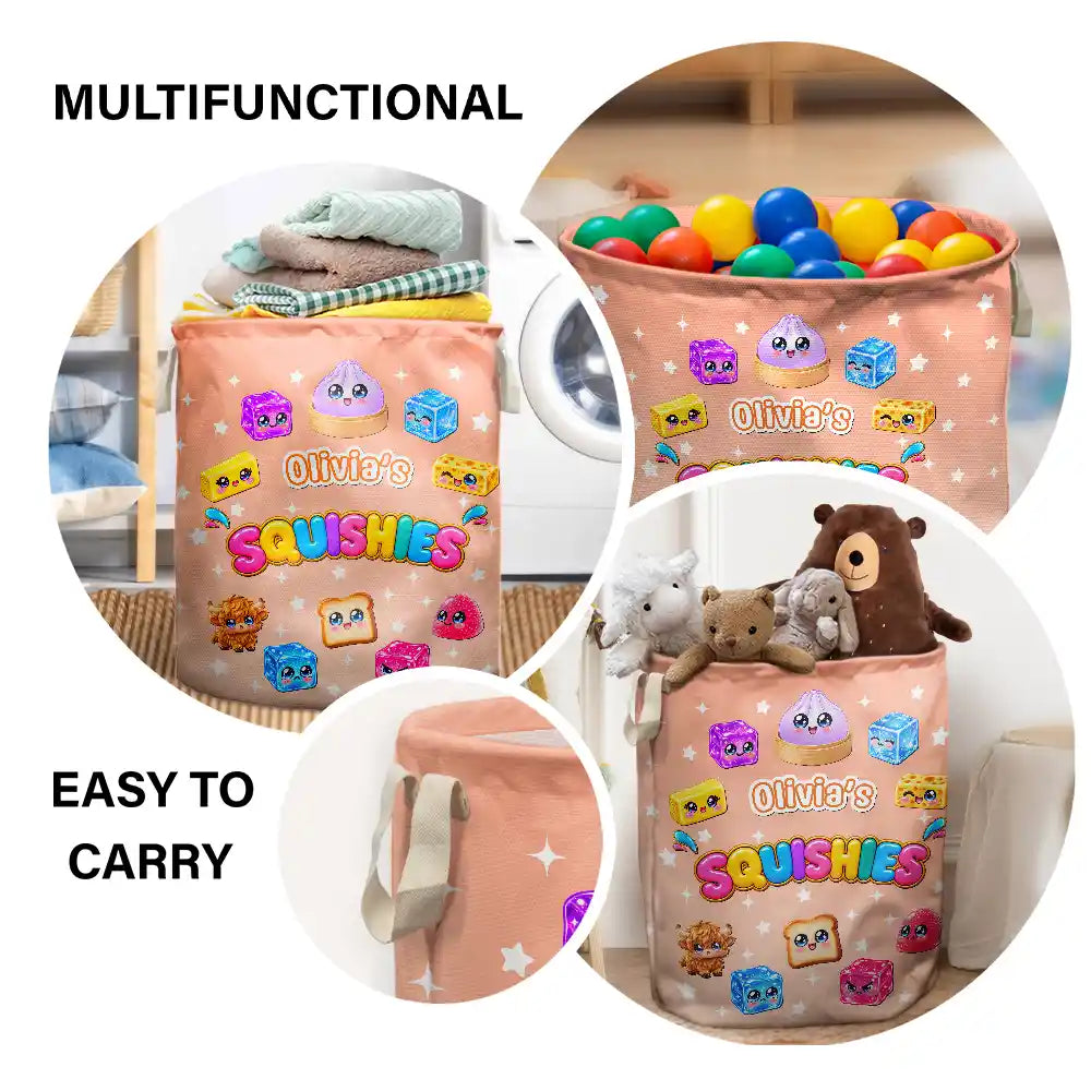 Christmas,Gift For Kids,Icon,Playful,Top Market - Birthday Gift For Kids Grandkids - Personalized Name & Dumpling Color Squishy Collection Storage Basket