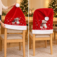 Christmas,Family,Happy,Monogram - Christmas Table Decor Gift For Family - Personalized Monogram Initial Chair Cover