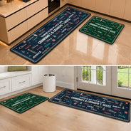Christmas,Custom Text,Family,Grandparents,Happy - Christmas Home Decor Gift For Grandparents - Personalized Kids Names Holiday Runner Rug