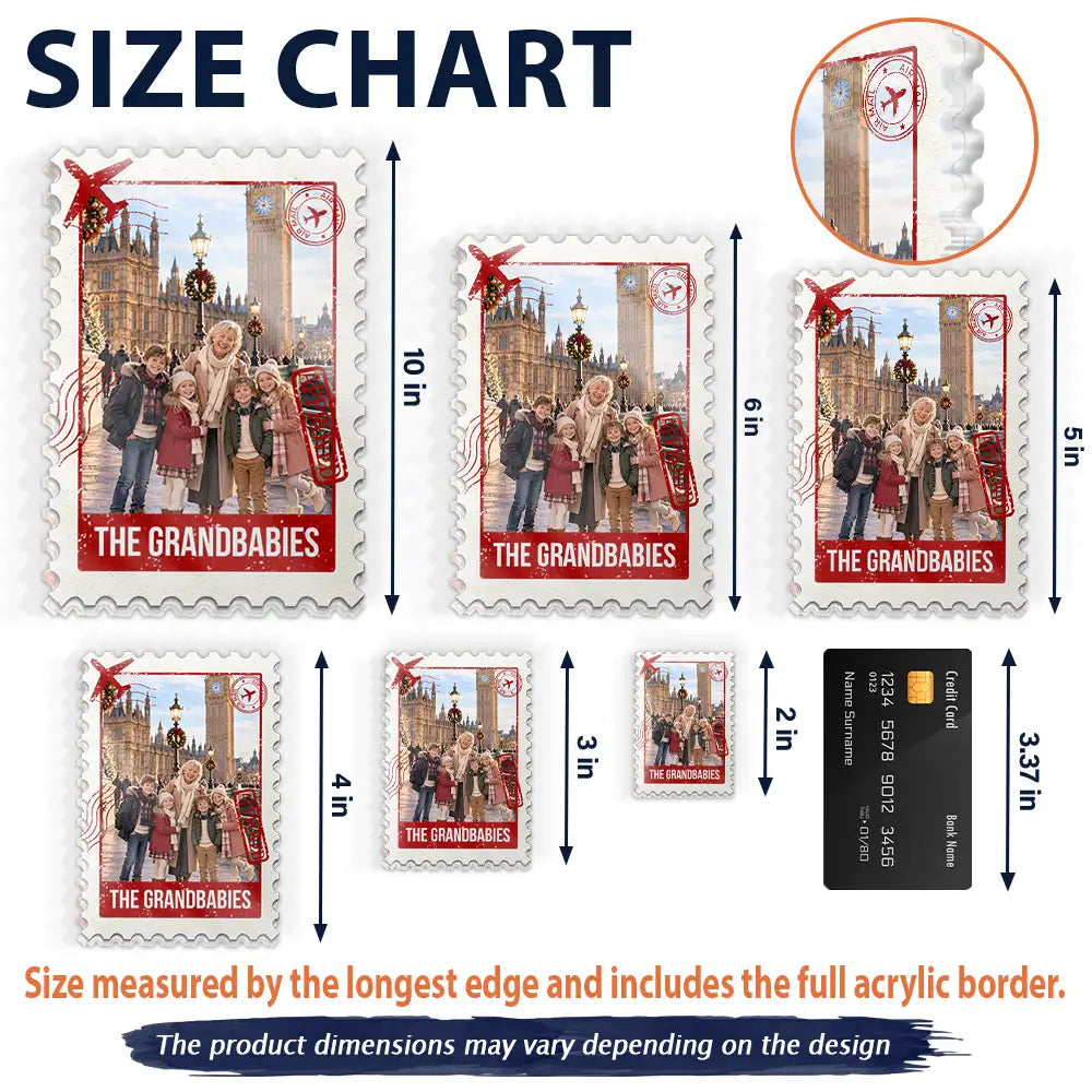 Christmas, Custom Photo, Family, Happy, Travel, Upload Full Photo - Family Travel Gift - Personalized Custom Photo Postage Stamp Acrylic Magnet