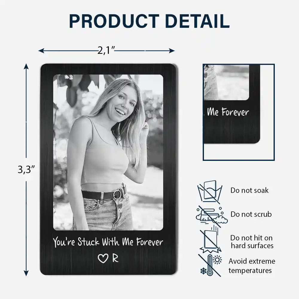 Anniversary,Christmas,Custom Photo,Gift For Couples,Gift For Him,Gift For Husband,Romantic,Top Market,Upload Full Photo - Anniversary Gift For Husband, Boyfriend - Personalized Custom Photo I'm Yours No Refunds Aluminum Wallet Card
