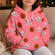 Christmas,Football,Gift For Kids,Happy,Icon - Sports Gift For Kids - Personalized American Football Baseball Soccer Fleece Hoodie