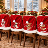 Christmas,Family,Happy,Monogram - Christmas Table Decor Gift For Family - Personalized Monogram Initial Chair Cover