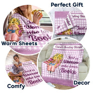 Confident,Gift For Women,Gift For Yourself,Gifts For Her,Reading,Vector - Gift For Book Lovers - Personalized Reading Is My Therapy Fleece Blanket, Sherpa Blanket