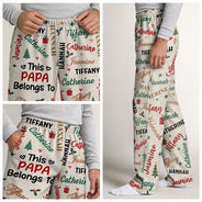 Christmas,Custom Text,Gift For Grandpa,Gifts For Him,Happy - Christmas Gift For Grandpa Papa - Personalized Grandkids Name Pajama Pants