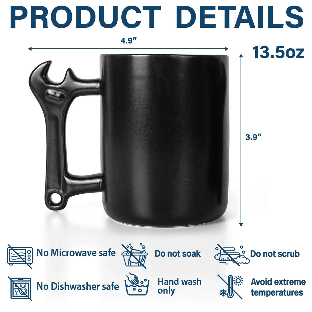Gift For Men,Gift For Father,Gift For Husband,Gift For Couples,Gift For Boyfriend,Gift For Grandpa,Non-Eng,Confident - Classic Limited Edition For Him, Dad, Husband, Grandpa - Personalized Wrench Shaped Handle Mug