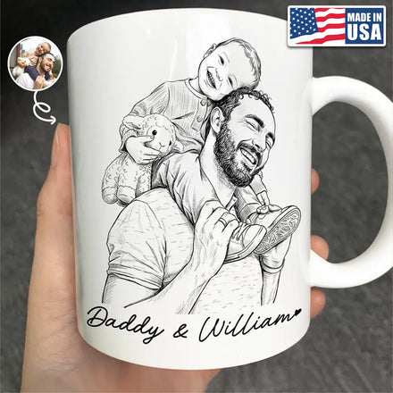 Custom Photo Pencil Sketch Family Dog Cat Portrait - Personalized Mug