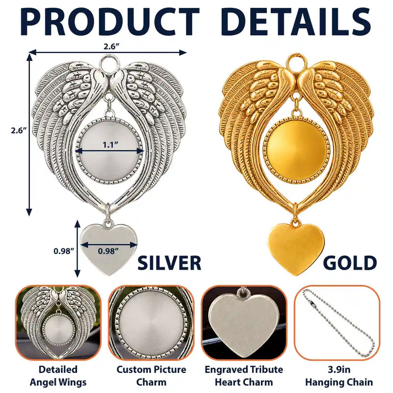 Art Design,Christmas,Sympathetic,Family,Memorial,Photo - Ink Drawing - Custom Photo Ink Drawing Memorial Your Wings Were Ready - Personalized Angel Wings Photo Ornament