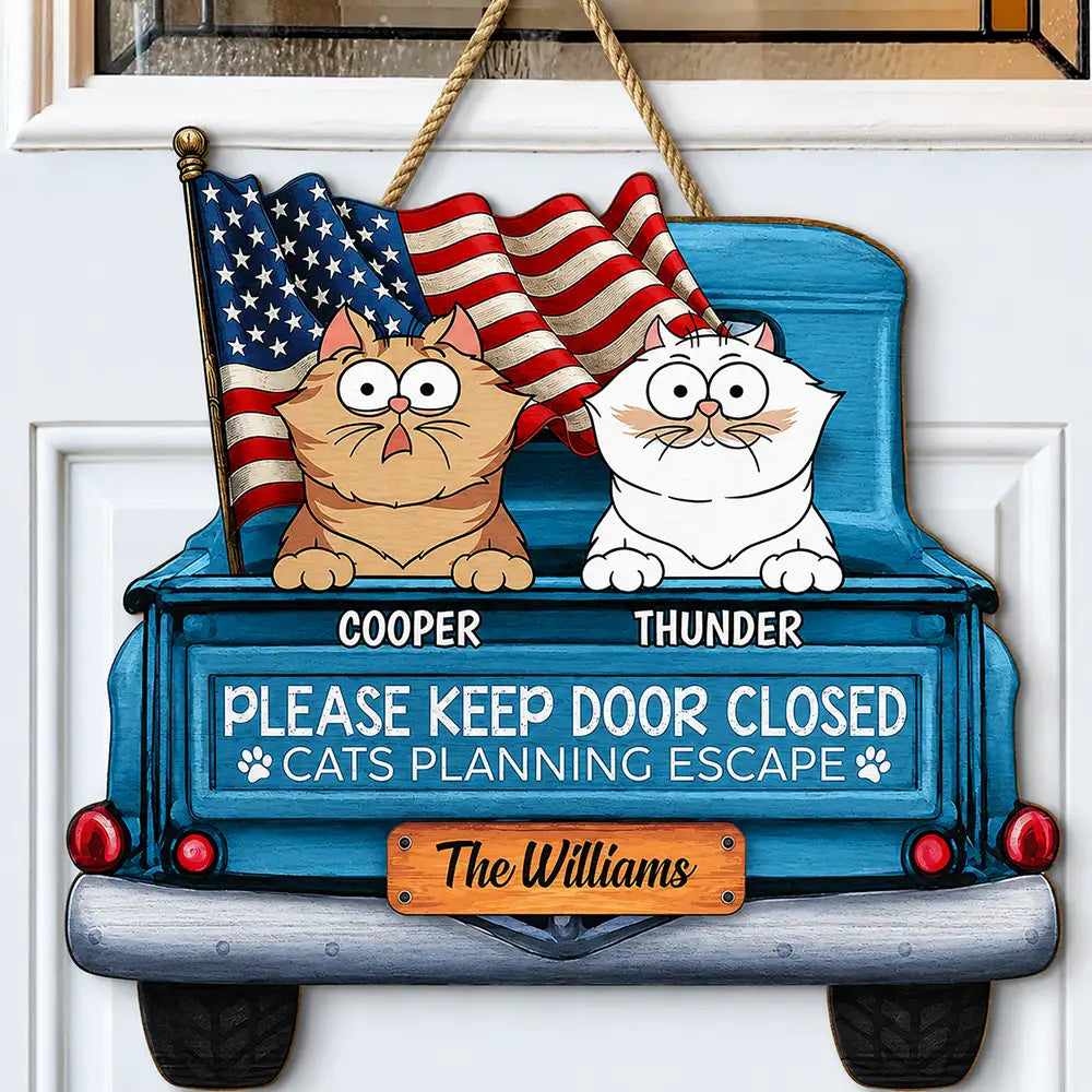 Cats Planning Escape Truck - Personalized Custom Shaped Wood Sign