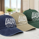 Gift For Father,Gift For Grandpa,Non-Eng,Warp Text,Special Font,Confident - Warp Text Best Papa Ever - Personalized Vintage Washed Denim Cap