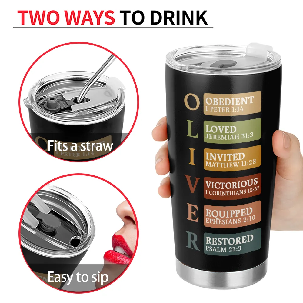 Christian,Christmas,Gift For Yourself - Warrior Of God Cross Bible Verse - Personalized Tumbler