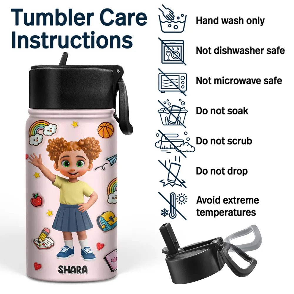 Back To School,Parents,Adorable,Vector - Watch Out Kindergarten Here I Come 3D Effect Kids - Personalized Kids Water Bottle