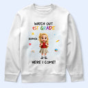 Adorable,Back To School,Gift For Kids,Vector - Watch Out Kindergarten Kid With Backpack - Personalized T Shirt
