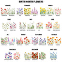 Gift For Yourself,Gift For Women,Gift For Mother,Happy - Birth Month Flower Filed & Name - Personalized Makeup Brush Bag Set