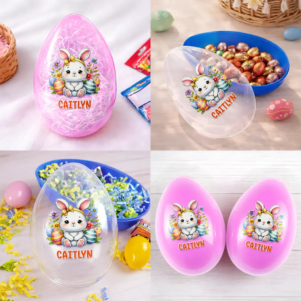 Easter,Happy,Gift For Kids,Parents - Watercolor Bunny Chick - Personalized Fillable Egg