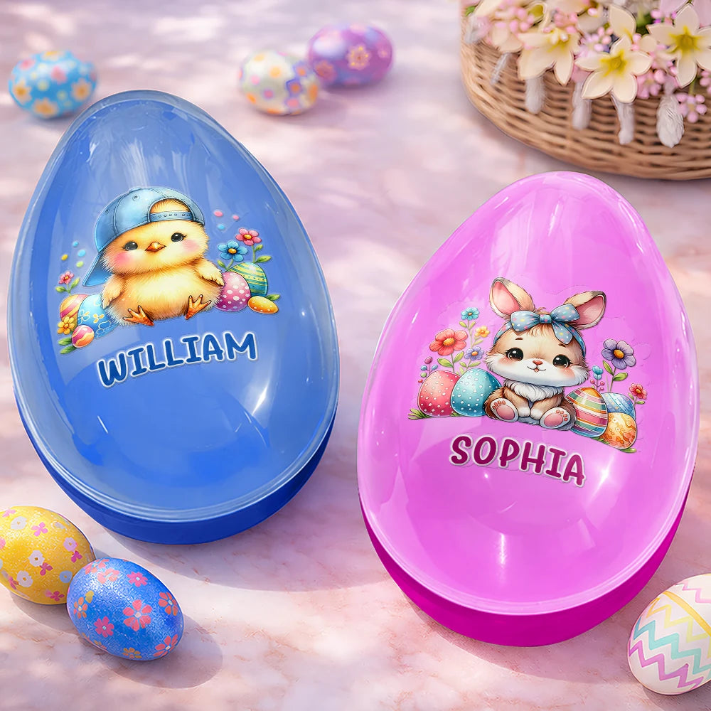 Watercolor Bunny Chick - Personalized Fillable Egg
