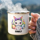 Easter, Happy, Gift For Kids, Parents - Watercolor Bunny Chicken - Personalized Enamel Mug