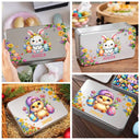 Easter, Happy, Gift For Kids, Parents - Watercolor Bunny Chicken With Name - Personalized Metal Biscuit Tin
