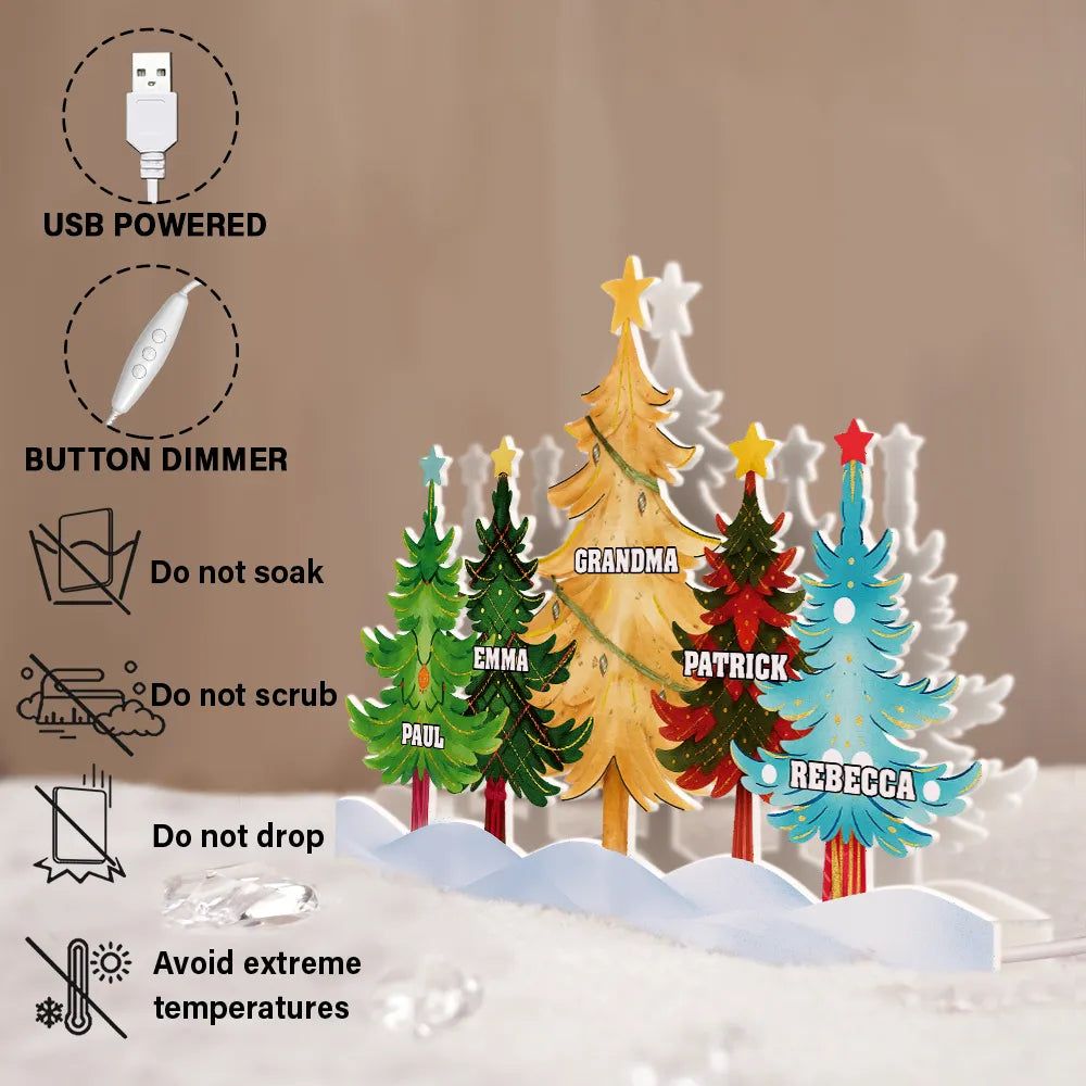 Gift For Grandma,Gift For Grandparents,Christmas,Love - Watercolor Christmas Tree - Personalized Custom Shaped Light Box