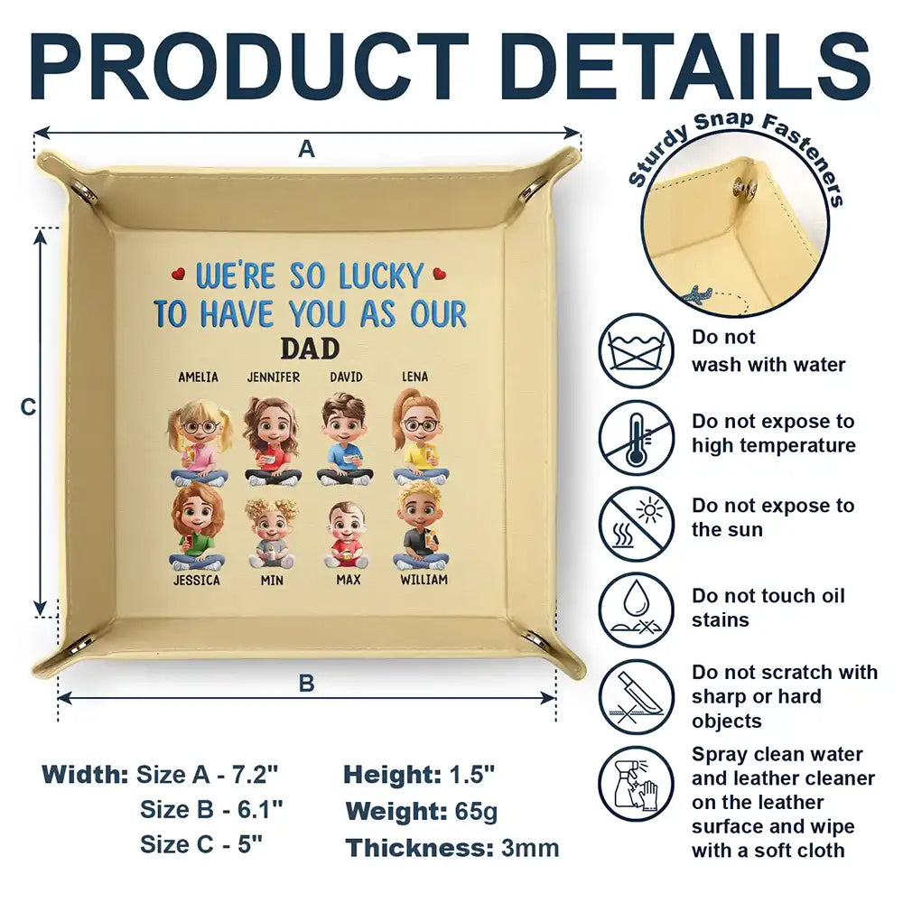 Gift For Father,Gift For Men,Gift For Husband,Happy,Gift For Yourself - We Are So Lucky To Have You - Personalized Leather Valet Tray