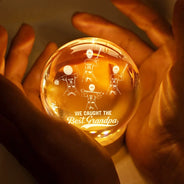 Gift For Father,Gift For Grandpa,Baseball,Non-Eng,Icon,Proud - We Caught The Best Dad Grandpa - Personalized Crystal Globe Lamp