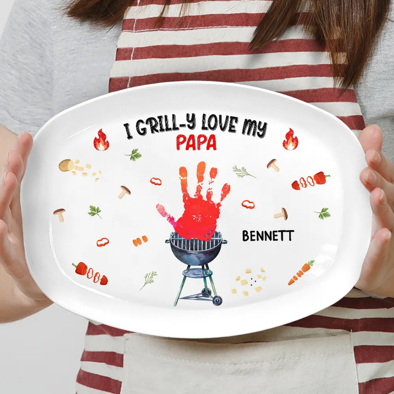 Gift For Grandpa,Gift For Father,Funny,Grilling - We Grill-y Love - Personalized Plate