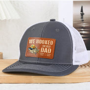 Gift For Father, Fishing, Humorous, Icon - We Hooked The Best Dad Grandpa - Personalized Leather Patch Hat