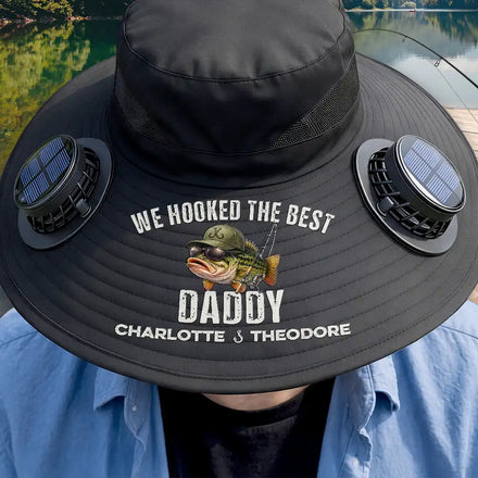 We Hooked The Best Dad Grandpa - Personalized Solar Fan Hat