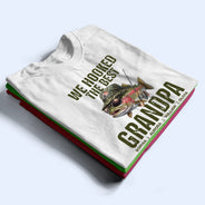 Dad's Hobby,Step Dad,Dad - Children,Gift For Father,Gift For Husband,Gift For Men,Gift For Grandpa,Fishing,Icon,Grateful - We Hooked The Best Dad Grandpa - Personalized T Shirt